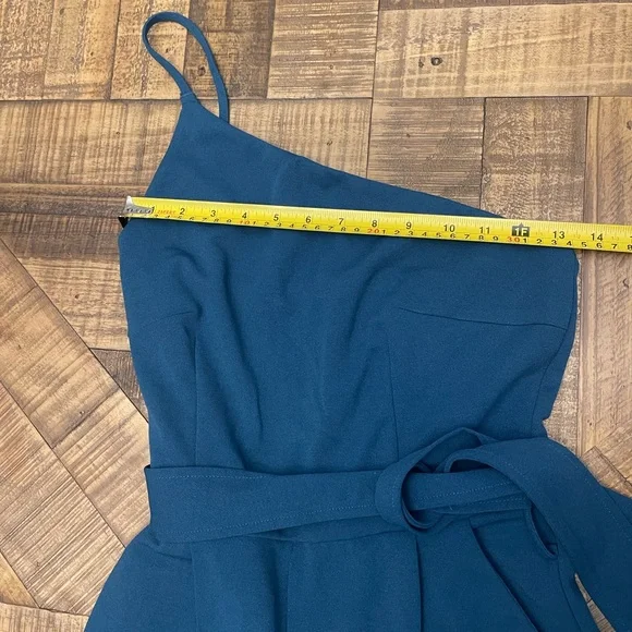 Chic Teal One-Shoulder Jumpsuit - Picture 6 of 6
